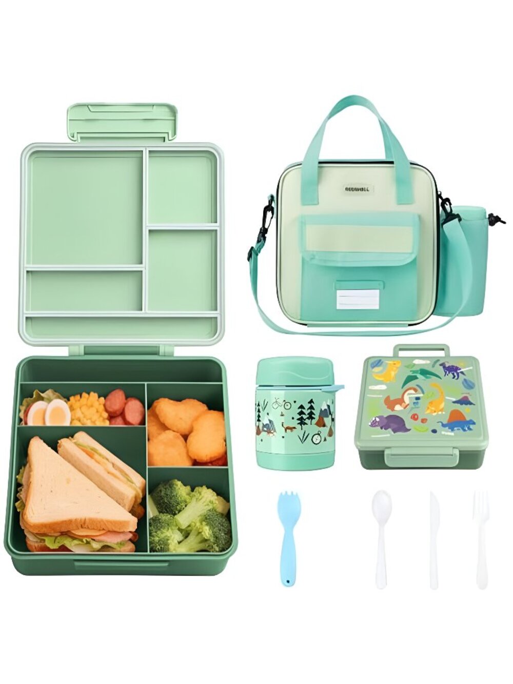 Bento Lunch Box for Kids Set, Leakproof Food Jar Pail with Insulated Lunchbag